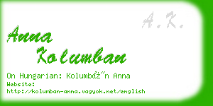 anna kolumban business card